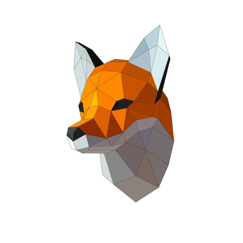 Fox Papercraft, 3D Papercraft Build Your Own Low Poly Paper Sculpture from PDF Download DIY gift, Wall Decor for home and office image 9