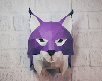 Lynx Papercraft, 3D Papercraft - Build Your Own Low Poly Paper Sculpture from PDF Download (DIY gift, Wall Decor for home and office)