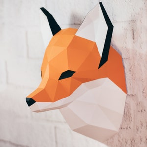 Fox Papercraft, 3D Papercraft Build Your Own Low Poly Paper Sculpture from PDF Download DIY gift, Wall Decor for home and office image 5