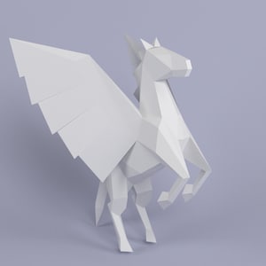 Pegasus Papercraft, 3D Papercraft - Build Your Own Low Poly Paper Sculpture from PDF Download (DIY gift, Wall Decor for home and office)