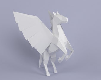 Pegasus Papercraft, 3D Papercraft - Build Your Own Low Poly Paper Sculpture from PDF Download (DIY gift, Wall Decor for home and office)