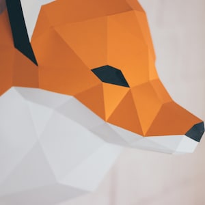 Fox Papercraft, 3D Papercraft Build Your Own Low Poly Paper Sculpture from PDF Download DIY gift, Wall Decor for home and office image 3