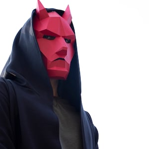 Devil mask - Make this horned mask for Halloween, PDF Mask,Demon Paper Mask, Pattern mask, Low Poly, Papercraft Mask, Gift, Costume, Party