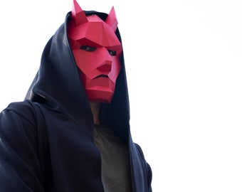 Devil mask - Make this horned mask for Halloween, PDF Mask,Demon Paper Mask, Pattern mask, Low Poly, Papercraft Mask, Gift, Costume, Party