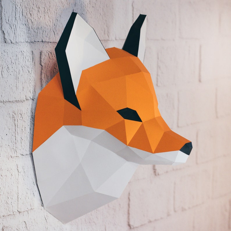 Fox Papercraft, 3D Papercraft Build Your Own Low Poly Paper Sculpture from PDF Download DIY gift, Wall Decor for home and office image 6