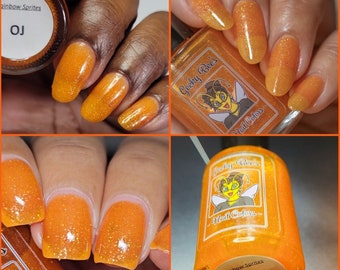 OJ | Rainbow Sprites collection | Orange jelly shimmer nail polish