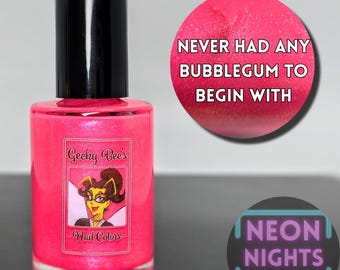 Neon Pink Nail Polish with Sparkling Shimmer