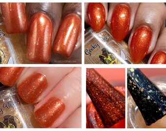 Aphid Attraction Duo - Time of the Nine - 5-Free Nail Polish Pair - Red Metallic, Gold Topper