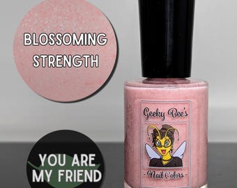 Soft Pink Crelly Nail Polish with Red and White Glitter