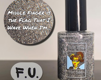 Silver Reflective Glitter Nail Polish with Black Glitter Static Effect