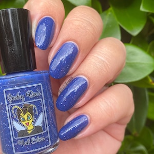 The Path I Walk: Blue Nail Polish with Red, White, Black Glitter - Crelly Formula | You Are My Friend collection