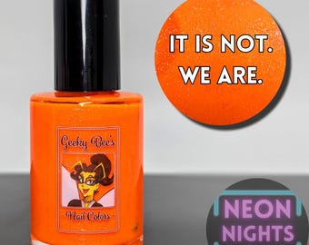 Neon Orange Nail Polish with Sparkling Shimmer