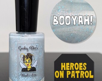 Silver Crelly Nail Polish with Aqua Glitters
