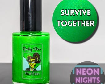 Neon Green Nail Polish with Sparkling Shimmer