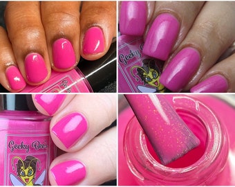 Everything Will Definitely Be Okay - Kawaii Classic Magical Girls - 5-Free Pink Magenta Shimmer Nail Polish