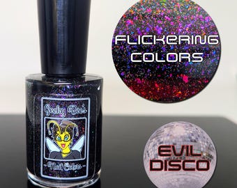 Flickering Colors - Evil Disco - 5-Free Black Crelly Holo Flakie Nail Polish