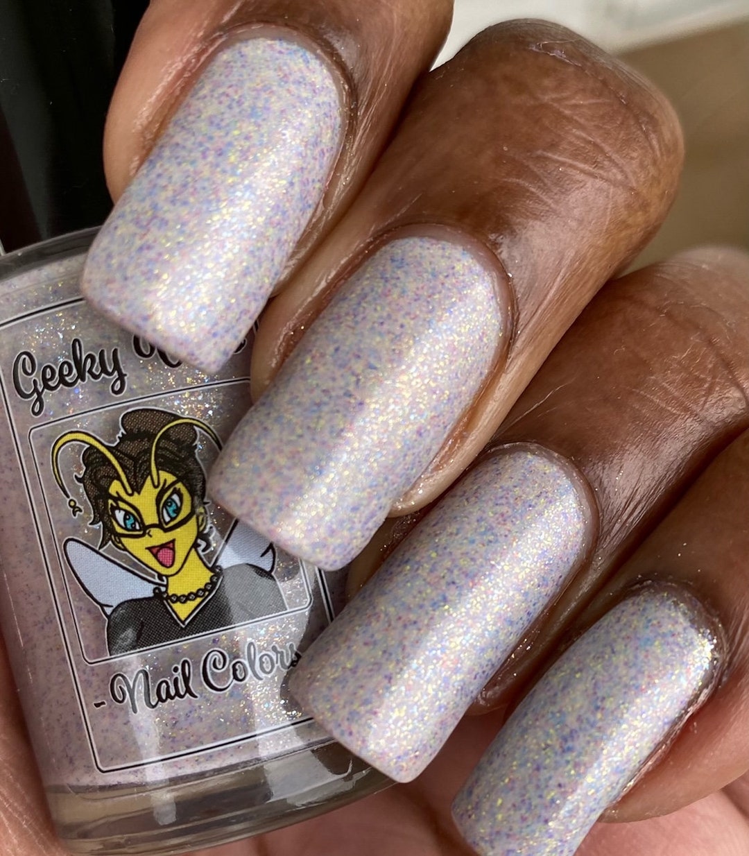 Crelly Order Dove Grey Nail Polish, Pastel Crelly With Rainbow Flakes, Indie Lacquer ...
