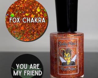 Aurora Shimmer Nail Polish with Orange and Red Glitter (Topper)