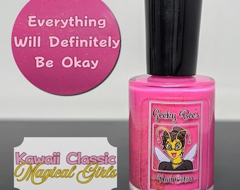 Magenta-Pink Nail Polish with Golden Shimmer