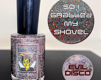 Silver Reflective Glitter Nail Polish with Red & Orange Holo Glitter