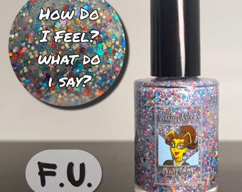 Multicolor Holo Glitter Nail Polish with Sheer Silver Shimmer Base