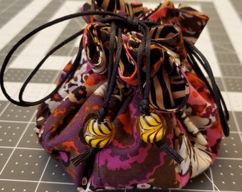 Jewelry Travel Tote---Drawstring Organizer Pouch/Bag - Large Size - Handmade - Black, Tan, Orange, Pink, White