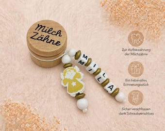 Personalized Milk Tooth Box with Name | Keepsake Gift for Baby and Child | Wooden Milk Tooth Box | Gift for Birth, Christening, and First Day of School