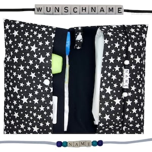 Windeltasche to go Name Wickeltasche XXL Sterne Zwillinge viele Fächer Windeletui Geburt Baby Taufe unterwegs Junge Mädchen personalisiert