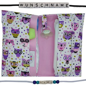 Große Windeltasche mit Namen Wickeltasche Zwillinge Tier Eule Windeletui Geschenk Geburt Baby unterwegs Mädchen personalisierbar Frau Else
