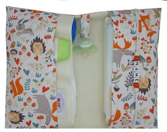 Personalisierte Windeltasche mit Namen Waldtiere | Wickeltasche Baby neutral | Babytasche mit Namen | Geschenk Geburt | Fuchs Igel Hase Elch