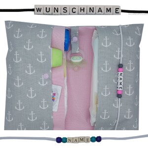 Windeltasche mit Name Wickeltasche XXL Anker maritim Zwillinge viele Fächer Windeletui Geschenk Baby Geburt unterwegs Mädchen personalisiert