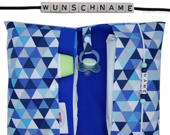 Windeltasche mit Name to go Wickeltasche XXL Dreiecke Zwillinge viele Fächer Windeletui Geburt Baby unterwegs Junge personalisiert Frau Else