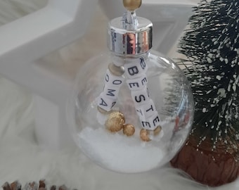 Weihnachtskugel mit Name personalisiertes Geschenk zu Weihnachten Christbaumkugel Weihnachtsbaum Baumschmuck Weihnachtskugeln transparent