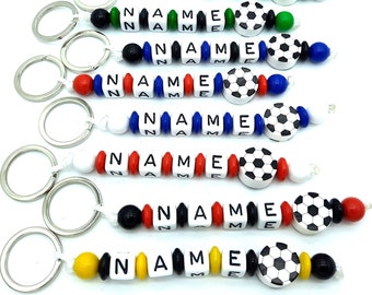 Porte-clés avec prénom football nombreux clubs gravure personnalisée sac d'école bébé enfant maternelle sac à langer sac porte-nom