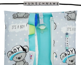 Windeltasche mit Name Wickeltasche XXL "It is a boy" Zwillinge mint Windeletui Baby unterwegs Junge personalisierbar Geschenk Geburt Taufe