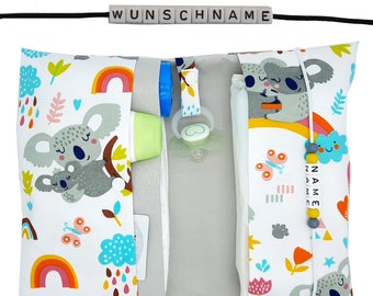 Windeltasche to go mit Name Wickeltasche XXL Zwillinge Tiere Koala Bär viele Fächer Windeletui Baby unterwegs Mädchen Junge personalisiert