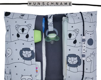 XXL Windeltasche mit Name Wickeltasche Junge Mädchen Geburt Baby Taufe Zoo-Tiere