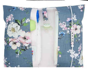 Bolso cambiador personalizado con nombre, bolso cambiador XXL con diseño floral, estilo boho vintage, perfecto para gemelos, baby shower, bautizo, o para llevar de viaje, para niñas.