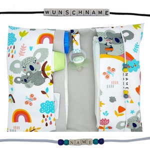 Windeltasche to go mit Name Wickeltasche XXL Zwillinge Tiere Koala Bär viele Fächer Windeletui Baby unterwegs Mädchen Junge personalisiert