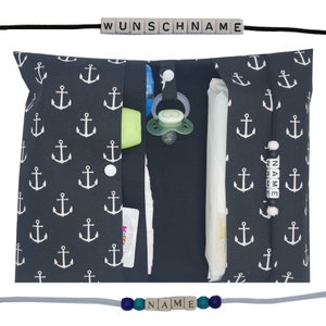 Windeltasche to go Name Wickeltasche XXL Anker maritim Zwillinge viele Fächer Windeletui Baby unterwegs Junge Mädchen personalisiert Else
