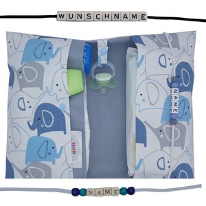 Windeltasche to go Name Wickeltasche XL Tier Elefant Zwillinge viele Fächer Windeletui Baby unterwegs Junge Mädchen personalisiert unisex
