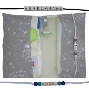Windeltasche to go mit Name Wickeltasche XXL Zwillinge Pusteblume floral Fächer Windeletui Baby unterwegs Mädchen Junge personalisierbar