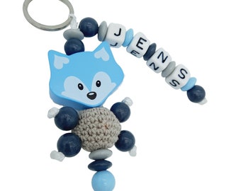 Llavero de zorro 3D personalizado para niños, disponible en muchos colores, adecuado para mochilas escolares, bolsas de bebé, bolsas de jardín de infantes, bolsas de pañales y más.