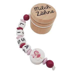 Personalisierte Zahndose Milchzahndose mit Namen /Datum - Zahnfee - Aufbewahrung Milchzähne Holz Geschenk Geburtstag Einschulung Mädchen