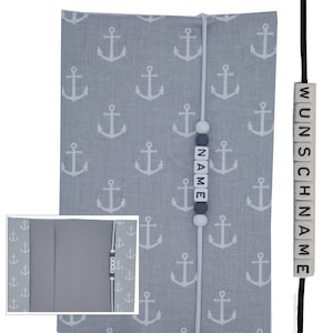 U-Heft Hülle mit Name Impfpassfach Chipkarte Geschenk Geburt Junge Mädchen Anker maritim Schutzhülle Untersuchungsheft personalisierbar