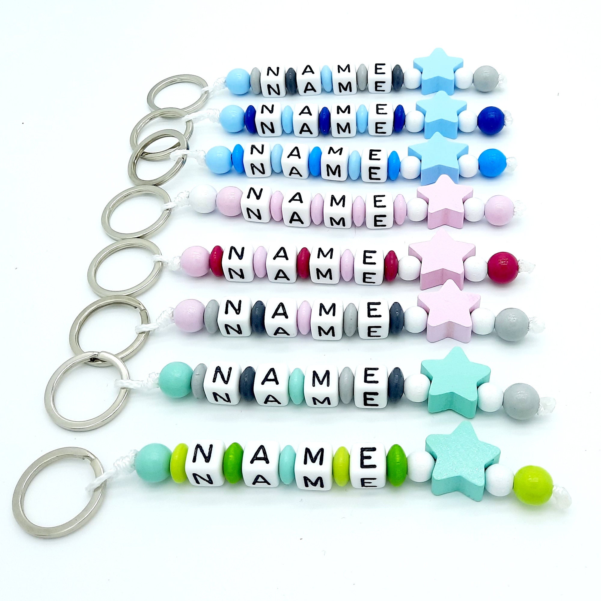 Keychain with name star many colors customizable engraving school bag…