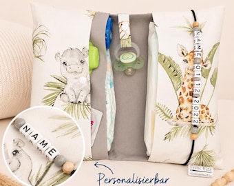 Personalisierte Windeltasche Safari | Handgemachte Wickeltasche Baby | Windel Organizer unterwegs | Geschenk zur Geburt Windeletui Frau Else