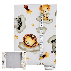 U-Heft Hülle mit Name Impfpass Tiere Löwe Giraffe Wolke Geschenk Geburt Junge Schutzhülle Untersuchungsheft personalisiert  gesundheitsheft