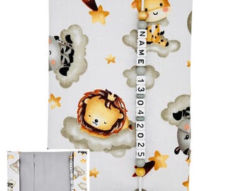 U-Heft Hülle mit Name Impfpass Tiere Löwe Giraffe Wolke Geschenk Geburt Junge Schutzhülle Untersuchungsheft personalisiert  gesundheitsheft