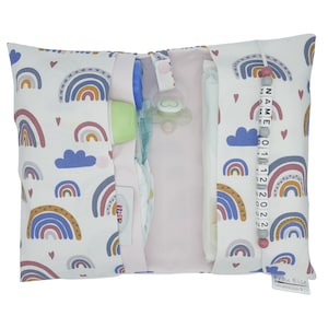 XXL Windeltasche to go mit Name Wickeltasche Zwillinge Regenbogen viele Fächer Windeletui Baby unterwegs Mädchen personalisierbar Frau Else
